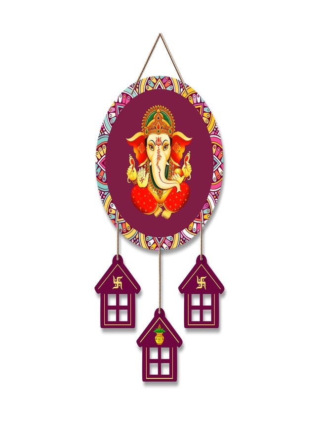 Artvibes Lord Ganesha Auspicious Wooden Art Work Wall Hanging For Good Luck Properity Vastu | Spiritual Decor Items | Paintings | Wall Poster| Stylish Modern Decor Item | Gift Items (WH_7204N) - Image 1